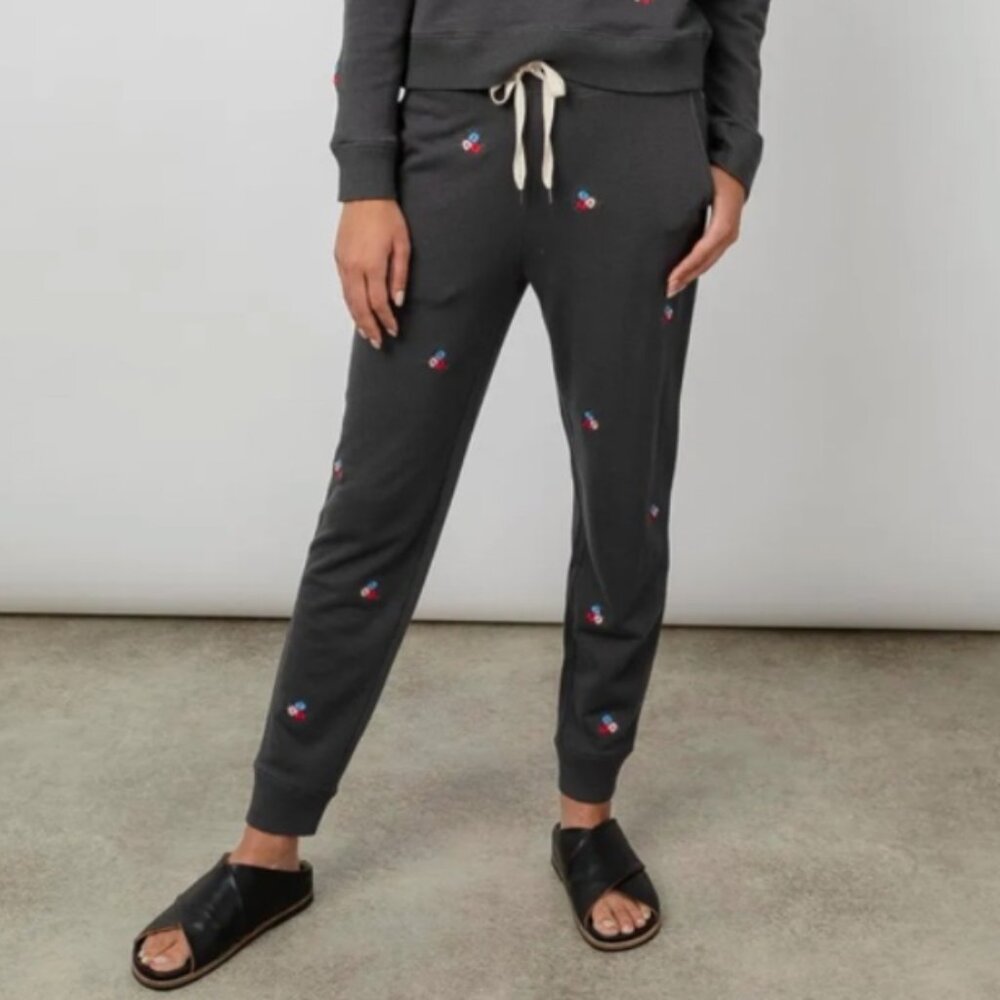 Rails Oakland Sweatpants/Joggers, Vintage Black Flower Buds - Womens Medium